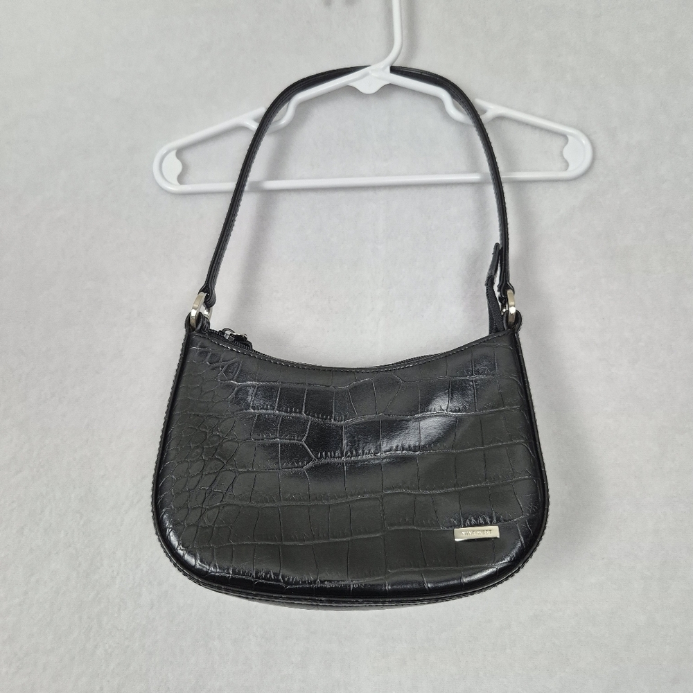 VTG Y2k Nine West Black Crocodile-embossed Faux Leather Bag Small Minimalist